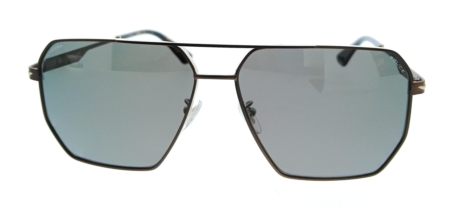 POLICE PLL79 A75P Shiny Palladium Geometric Mens Sunglasses