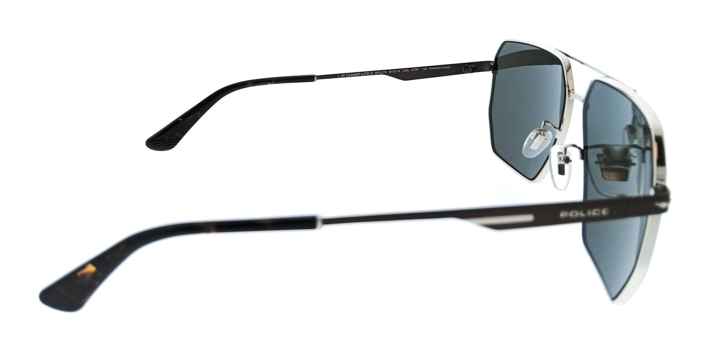 POLICE PLL79 A75P Shiny Palladium Geometric Mens Sunglasses