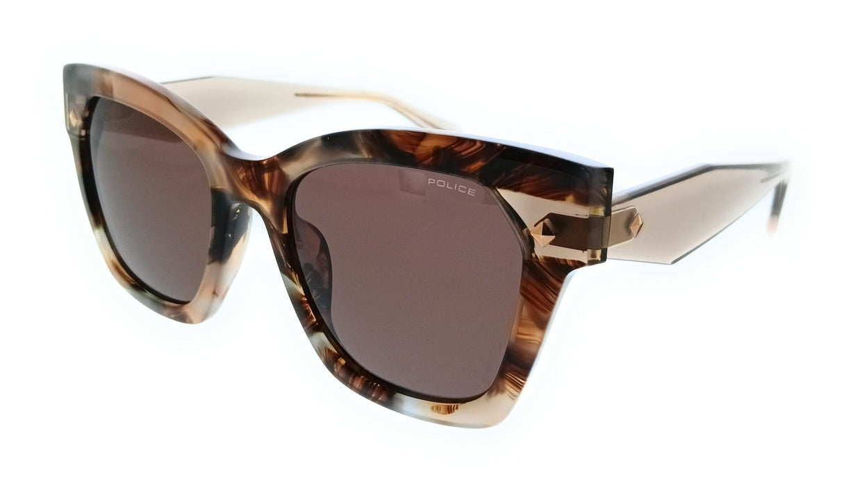 POLICE PLL98M 0AM5 Brown Geometric Womens Sunglasses