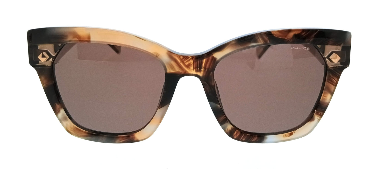POLICE PLL98M 0AM5 Brown Geometric Womens Sunglasses
