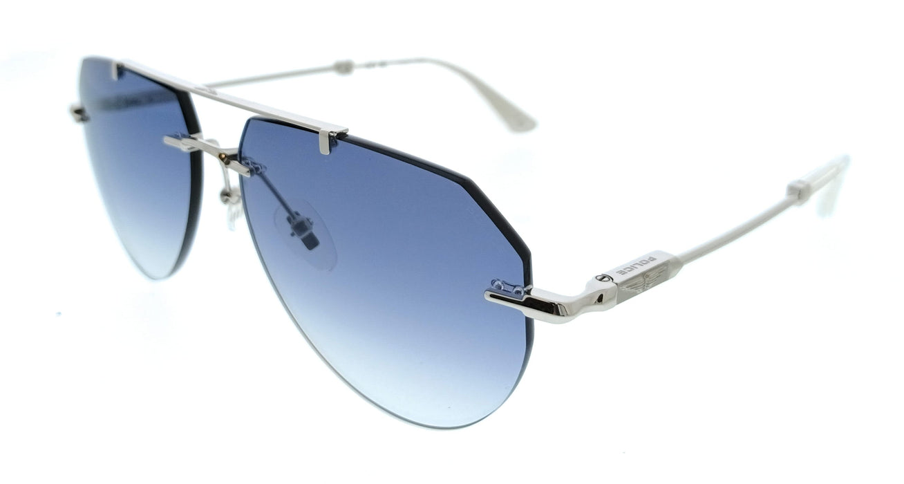 POLICE PLN42 579 Silver Aviator Mens Sunglasses