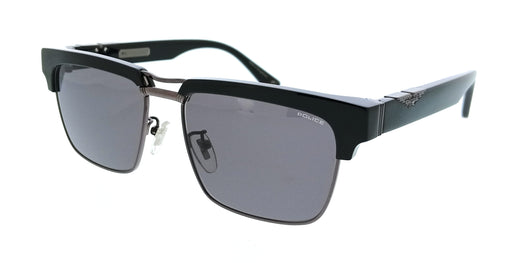 POLICE PLP25 672 Shiny Black Gold Square Mens Sunglasses