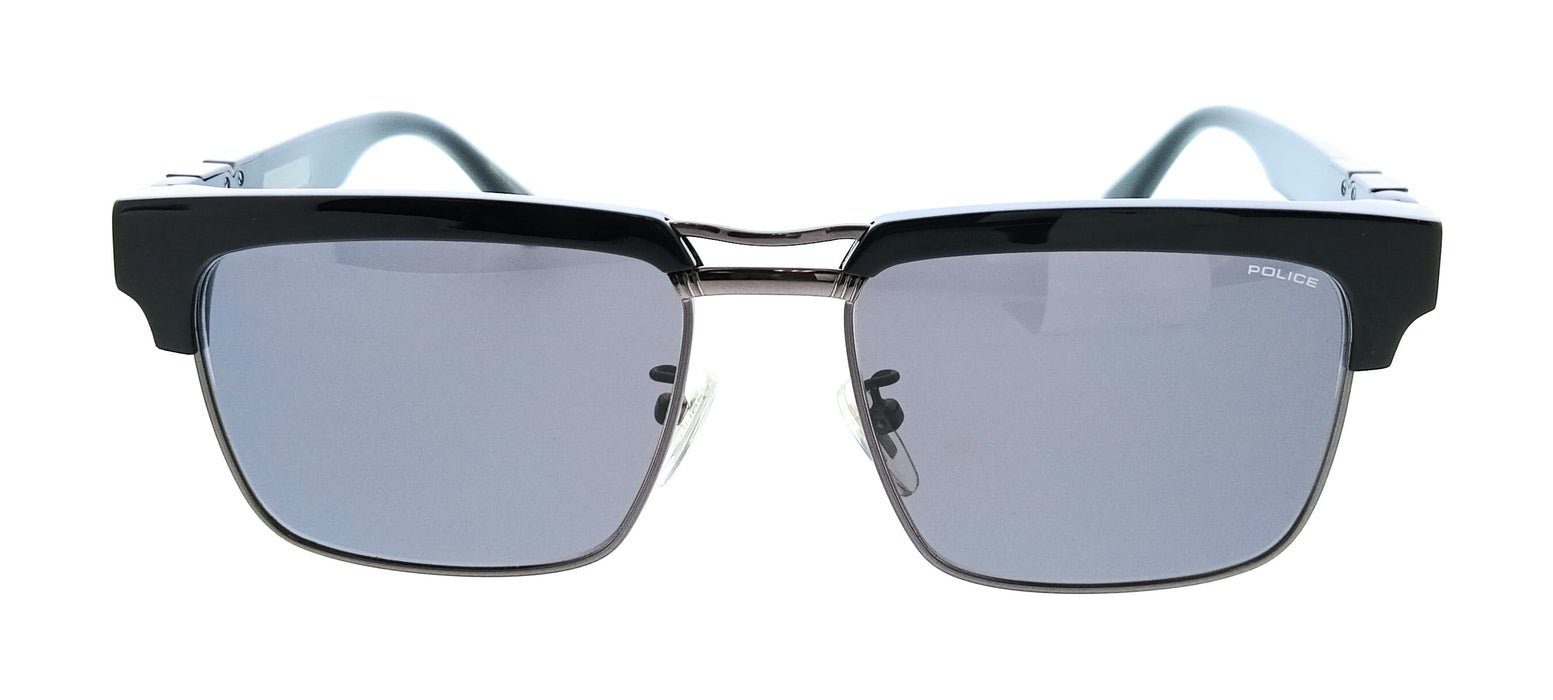 POLICE PLP25 672 Shiny Black Gold Square Mens Sunglasses