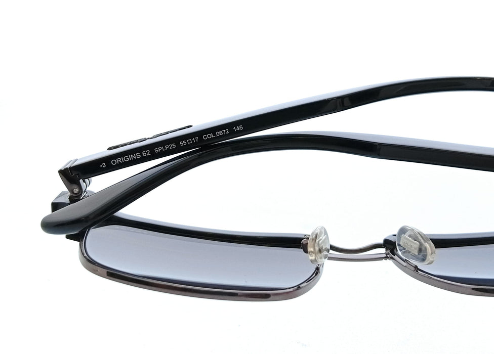 POLICE PLP25 672 Shiny Black Gold Square Mens Sunglasses