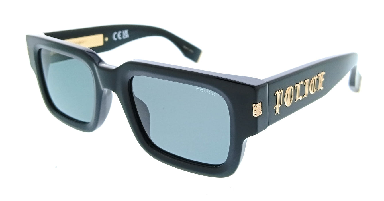 POLICE PLP32E 700Y Shiny Black Square Mens Sunglasses