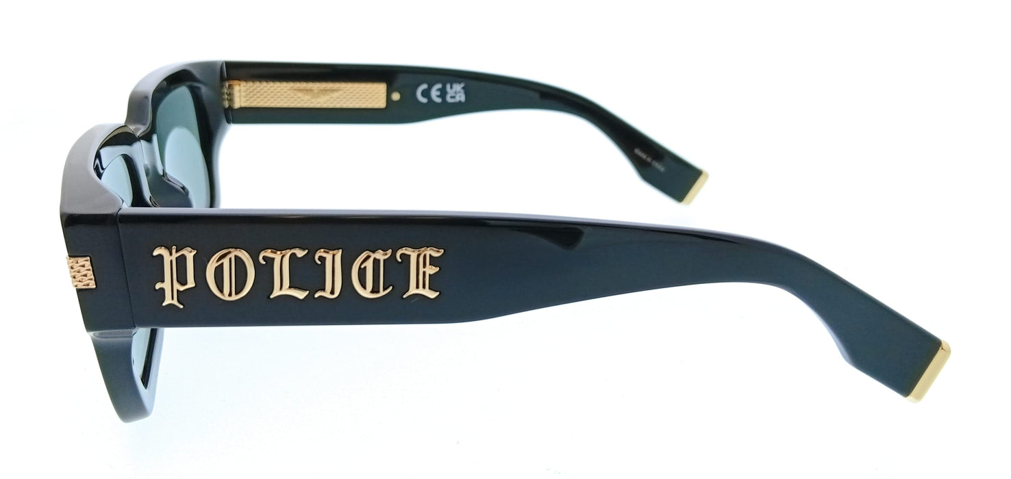 POLICE PLP32E 700Y Shiny Black Square Mens Sunglasses