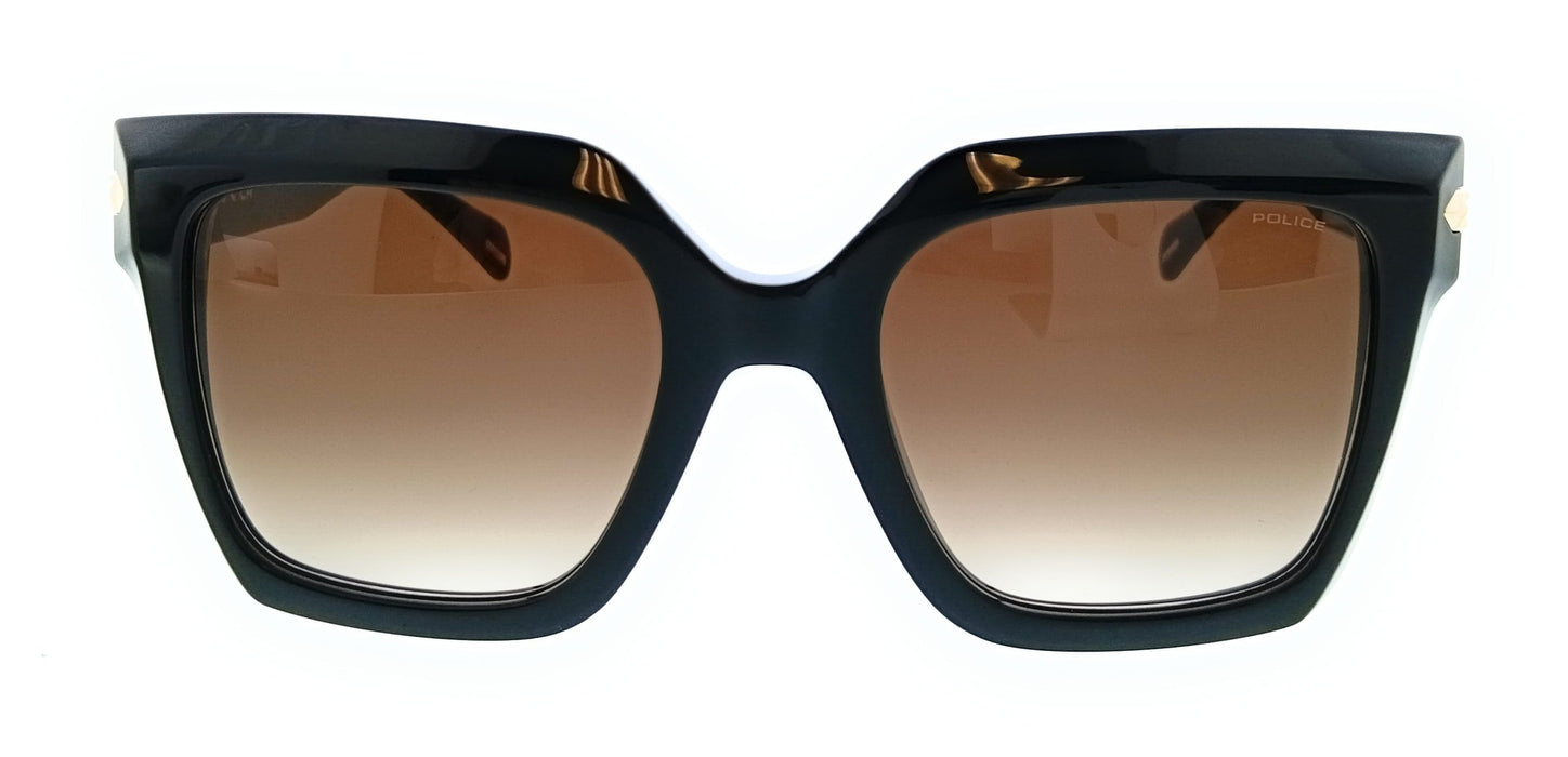 POLICE PLR26E 700Y Shiny Black Square Womens Sunglasses