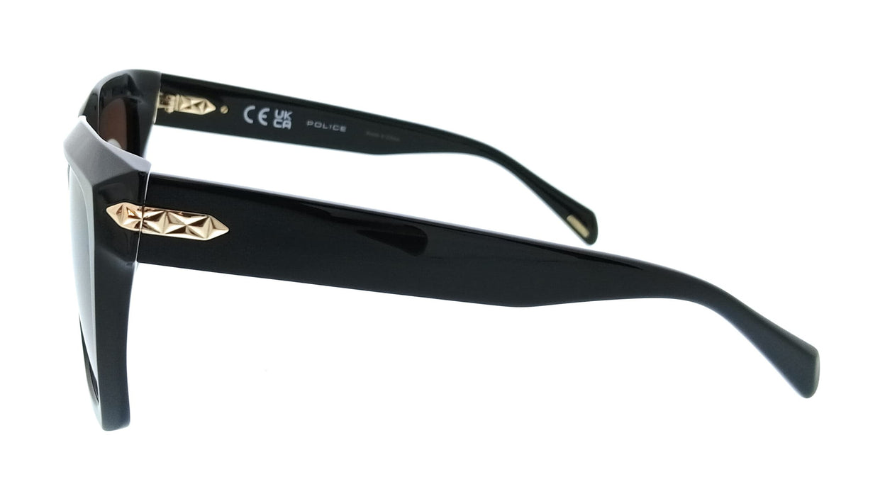 POLICE PLR26E 700Y Shiny Black Square Womens Sunglasses