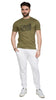 Cavalli Class Military Green Spray Print Signature Fashion T-Shirt -