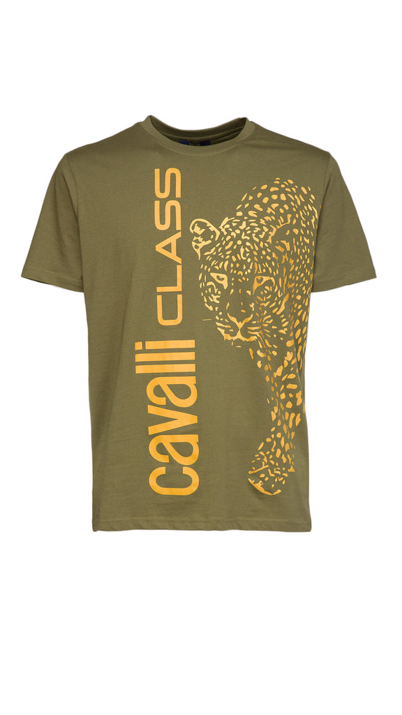 Cavalli Class  Signature Leopard Print Fashion T-Shirt-