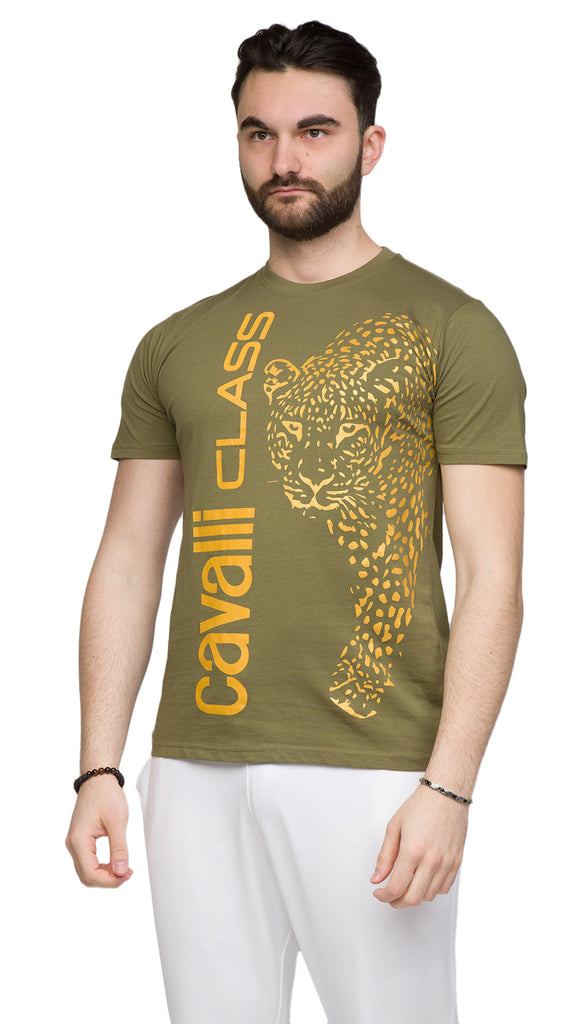 Cavalli Class  Signature Leopard Print Fashion T-Shirt-