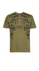 Cavalli Class Military Green Tiger Eyes Print Fashion T-Shirt-M