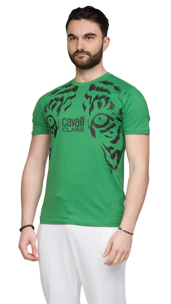 Cavalli Class  Tiger Eyes Print Fashion T-Shirt-