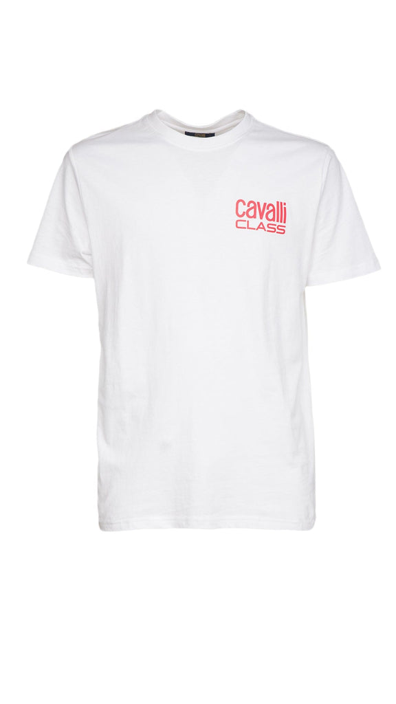 Cavalli Class White Signature  Logo Fashion T-Shirt-M