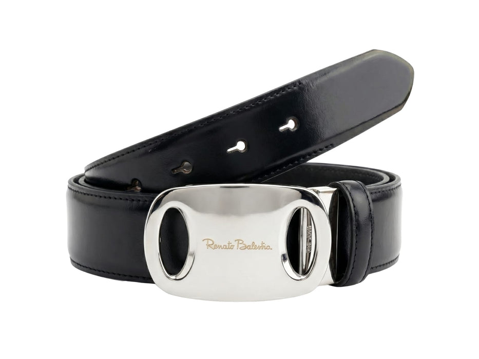 Renato Balestra Napoli Classic Edge Black Adjustable Mens Belt