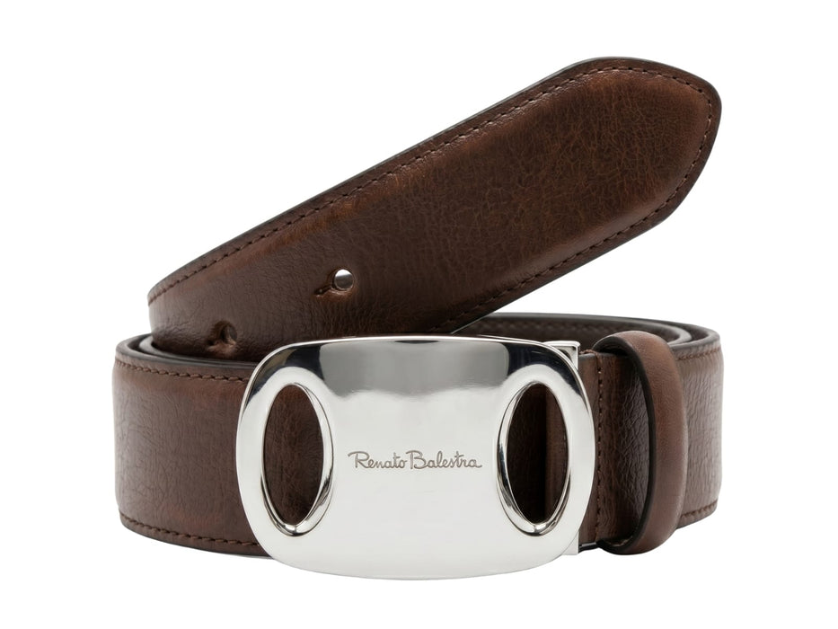 Renato Balestra Napoli Classic Edge Brown Adjustable Mens Belt-40