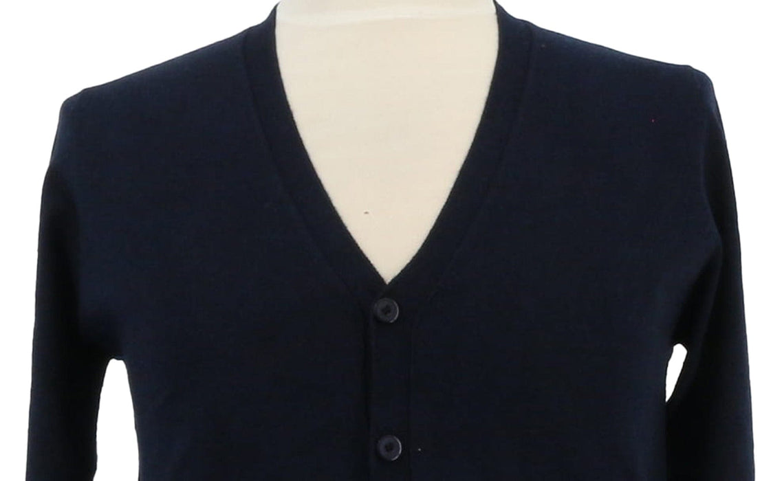 Royal Cashmere Wool Blend Mens Navy Blue  Cardigan Sweater-L