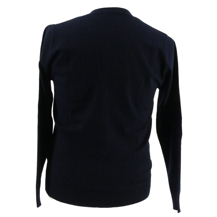 Royal Cashmere Wool Blend Mens Navy Blue  Cardigan Sweater-L