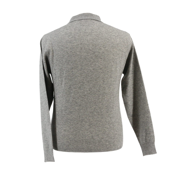 Wool Cashmere Blend Polo Big Mens Grey Sweater by Royal Cashmere