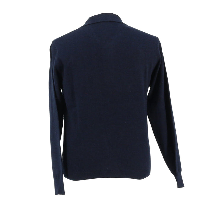Wool Blend Polo Big Mens Navy Blue Sweater by Royal Cashmere