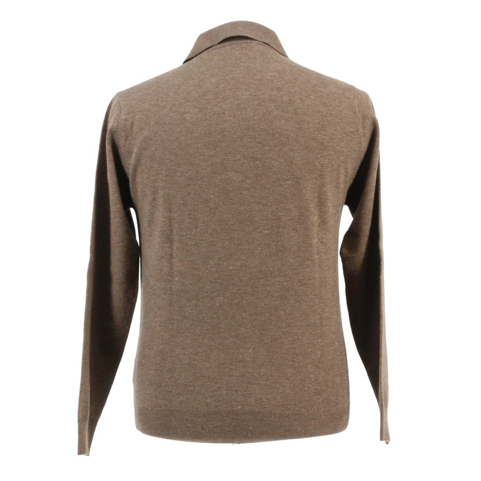 Wool Blend Polo Mens Brown Sweater by Royal Cashmere-M