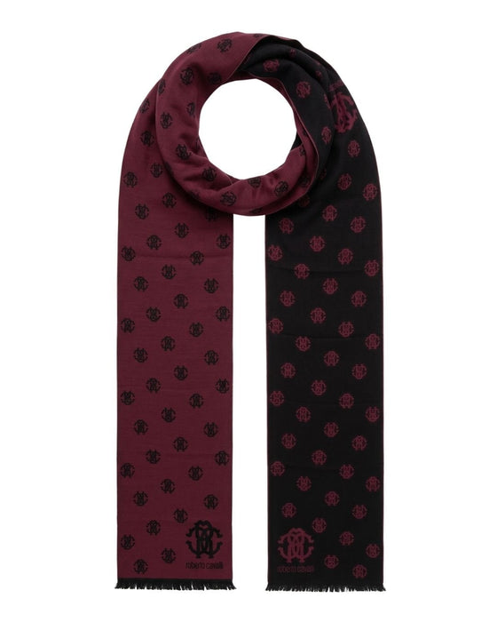 Roberto Cavalli ESZ051 02000 Red Wool Blend Logo Mens Scarf