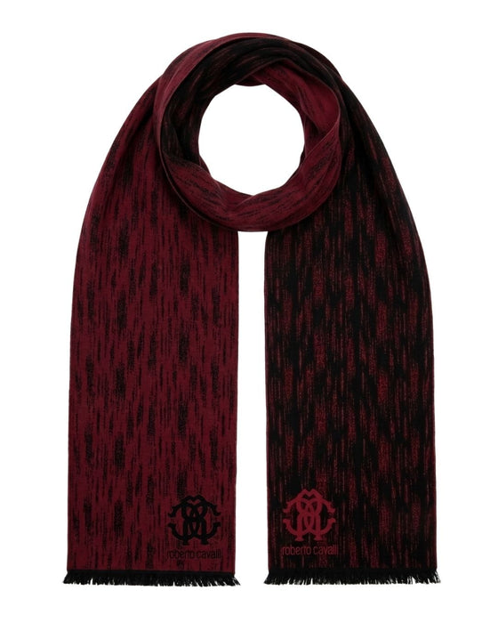 Roberto Cavalli ESZ052 02000 Red Wool Blend Grunge Mens Scarf