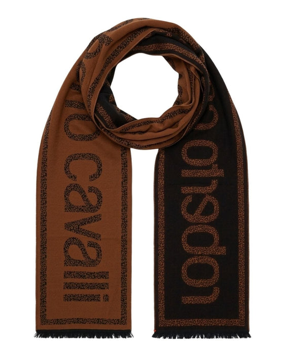 Roberto Cavalli ESZ058 01500 Orange Wool Blend Signature Mens Scarf