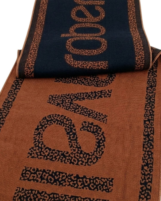 Roberto Cavalli ESZ058 01500 Orange Wool Blend Signature Mens Scarf