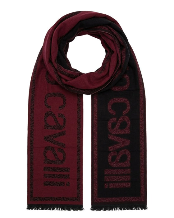 Roberto Cavalli ESZ058 02000 Red Wool Blend Signature Mens Scarf