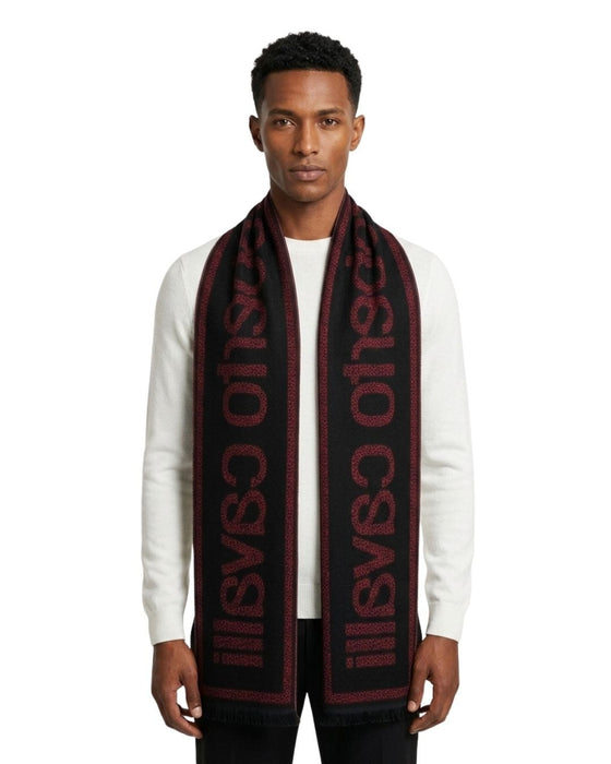 Roberto Cavalli ESZ058 02000 Red Wool Blend Signature Mens Scarf