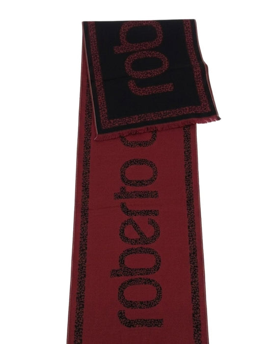 Roberto Cavalli ESZ058 02000 Red Wool Blend Signature Mens Scarf