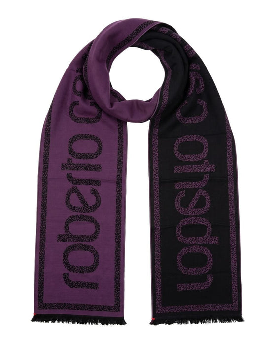 Roberto Cavalli ESZ058 03000 Purple Wool Blend Signature Mens Scarf