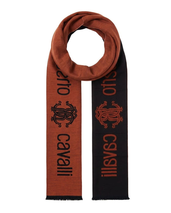 Roberto Cavalli ESZ061 01500 Orange Wool Blend Signature Mens Scarf