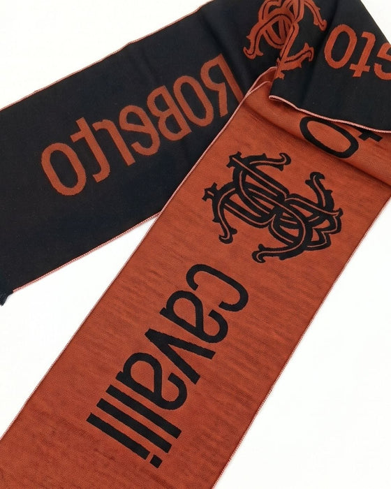 Roberto Cavalli ESZ061 01500 Orange Wool Blend Signature Mens Scarf