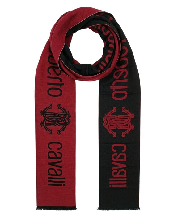 Roberto Cavalli ESZ061 02000 Red Wool Blend Signature Mens Scarf