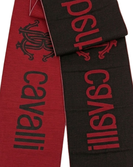 Roberto Cavalli ESZ061 02000 Red Wool Blend Signature Mens Scarf