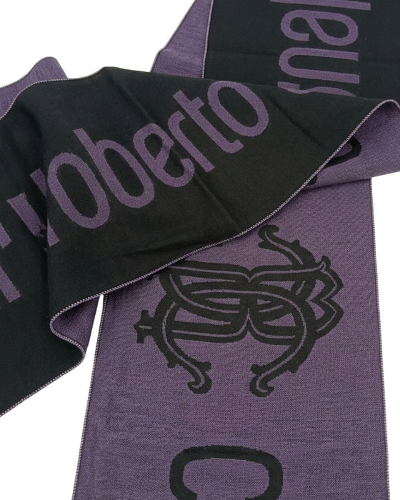 Roberto Cavalli ESZ061 03000 Purple Wool Blend Signature Mens Scarf