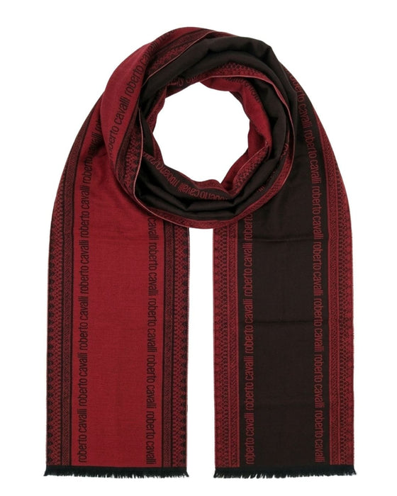Roberto Cavalli ESZ062 02000 Red Wool Blend Signature Mens Scarf