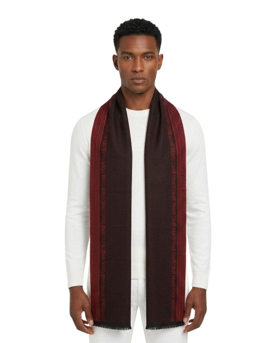 Roberto Cavalli ESZ062 02000 Red Wool Blend Signature Mens Scarf