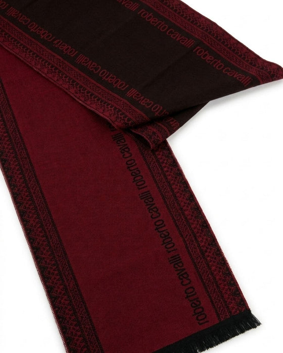 Roberto Cavalli ESZ062 02000 Red Wool Blend Signature Mens Scarf