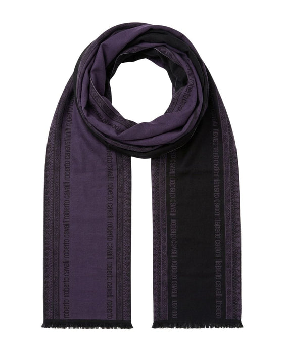 Roberto Cavalli ESZ062 03000 Purple Wool Blend Signature Mens Scarf