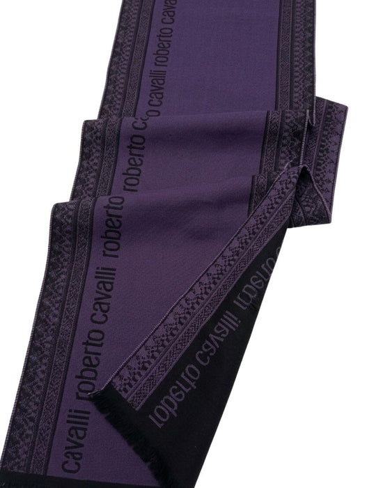 Roberto Cavalli ESZ062 03000 Purple Wool Blend Signature Mens Scarf