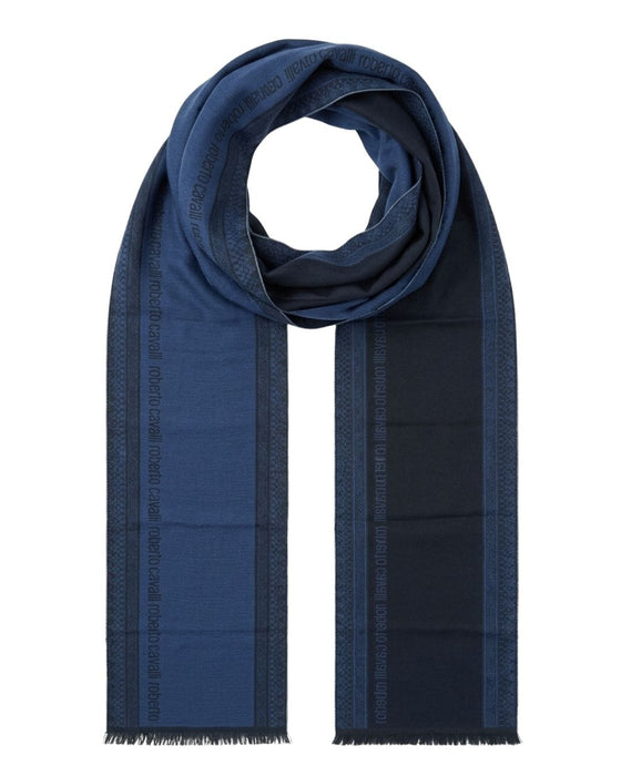 Roberto Cavalli ESZ062 04505 Navy Wool Blend Signature Mens Scarf