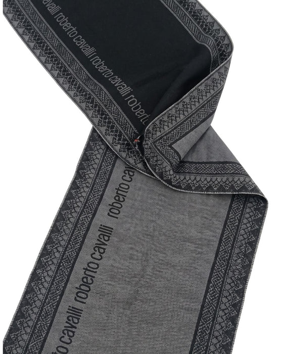 Roberto Cavalli ESZ062 05001 Grey Wool Blend Signature Mens Scarf