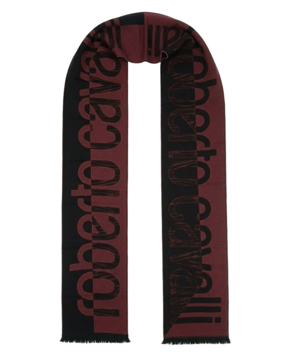 Roberto Cavalli ESZ063 02000 Red Wool Blend Signature Mens Scarf