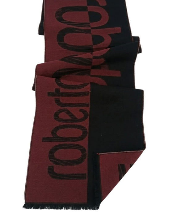 Roberto Cavalli ESZ063 02000 Red Wool Blend Signature Mens Scarf