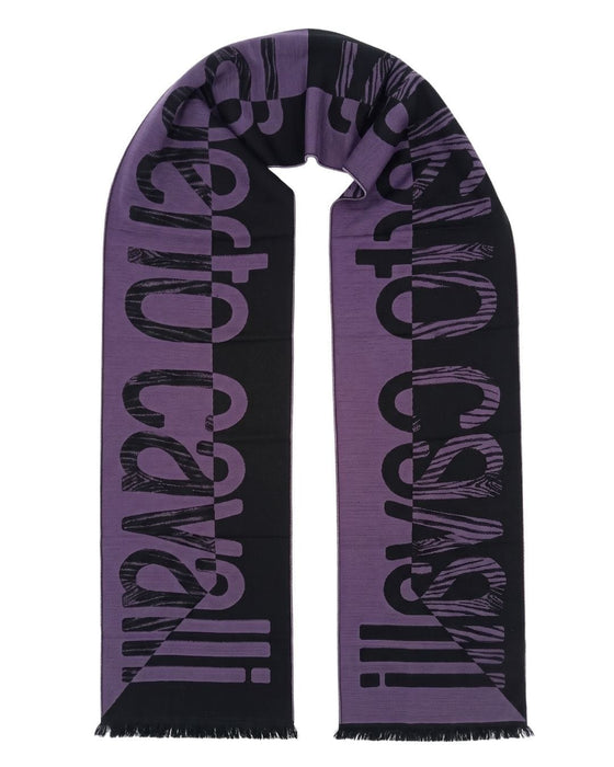 Roberto Cavalli ESZ063 03000 Purple Wool Blend Signature Mens Scarf