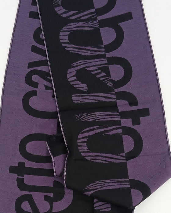 Roberto Cavalli ESZ063 03000 Purple Wool Blend Signature Mens Scarf