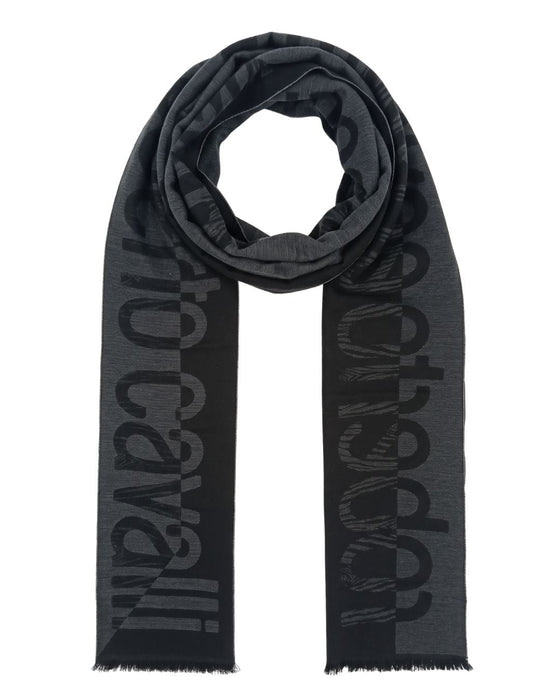 Roberto Cavalli ESZ063 05001 Grey Wool Blend Signature Mens Scarf